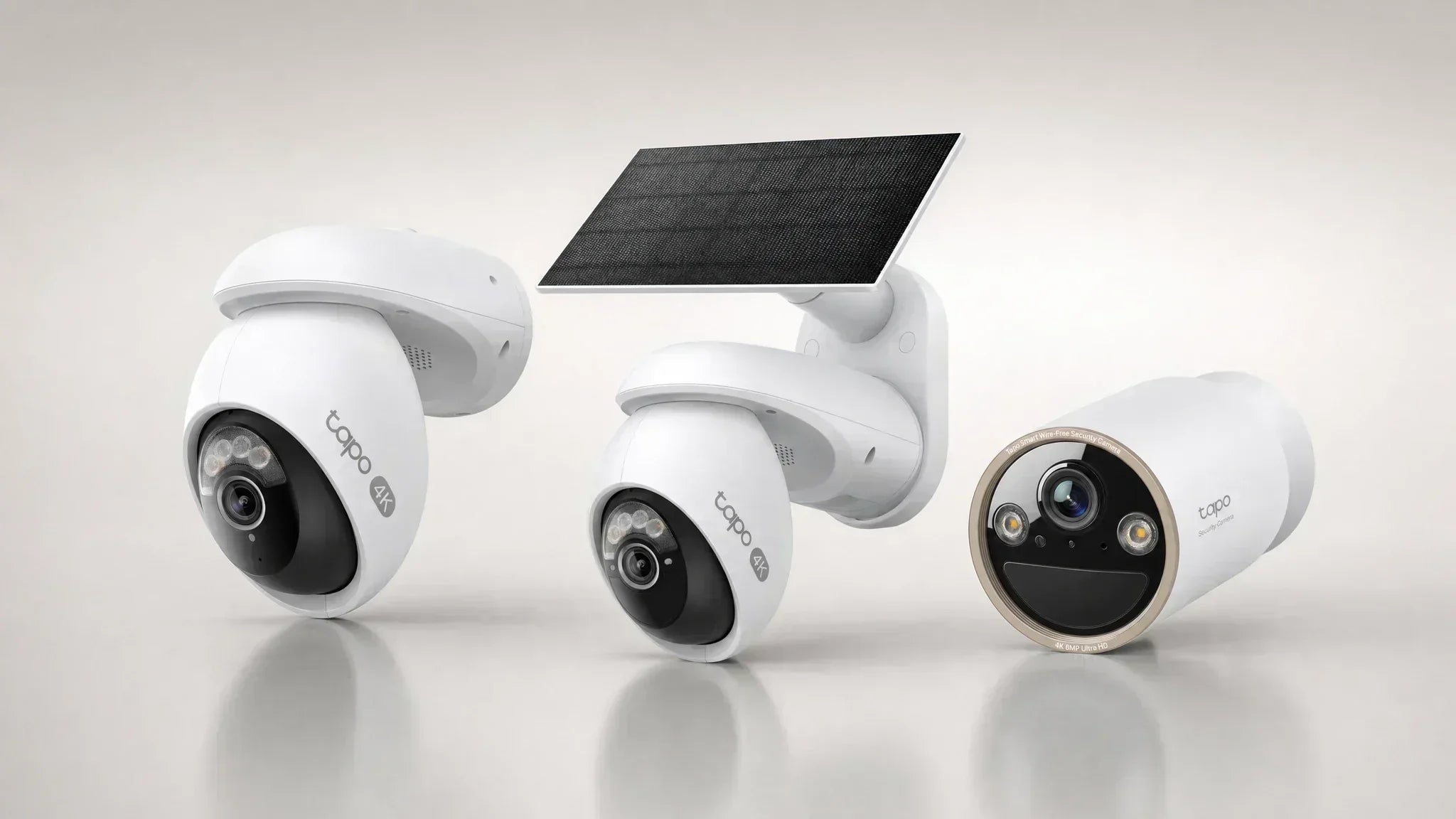 drei tapo sicherheitskameras nebeneinander. die tapo c660, c460 und die c560WS