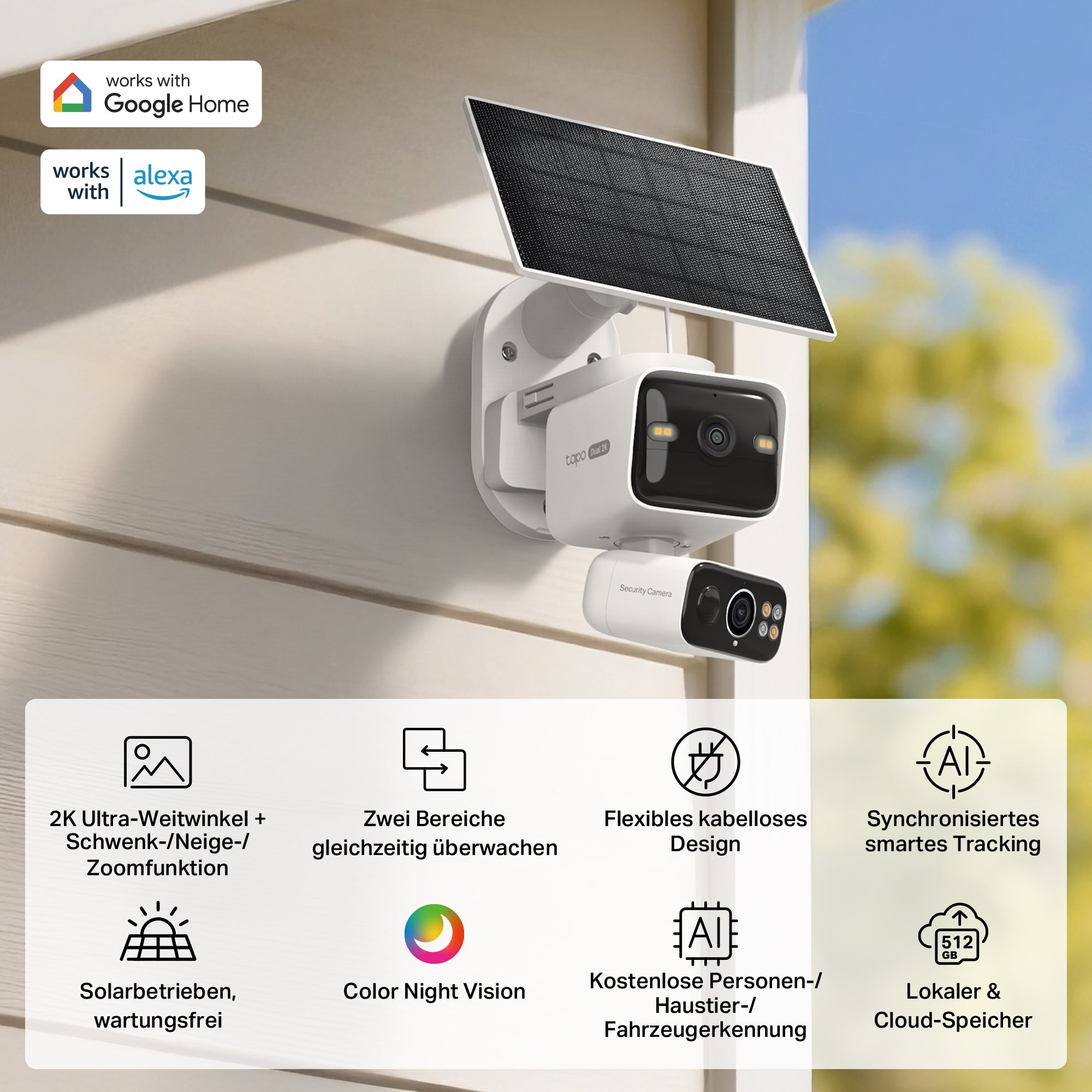 Tapo C645D KIT Solarbetriebenes dual lens Pan/Tilt Sicherheitskamera-Kit - Überwachungskamera