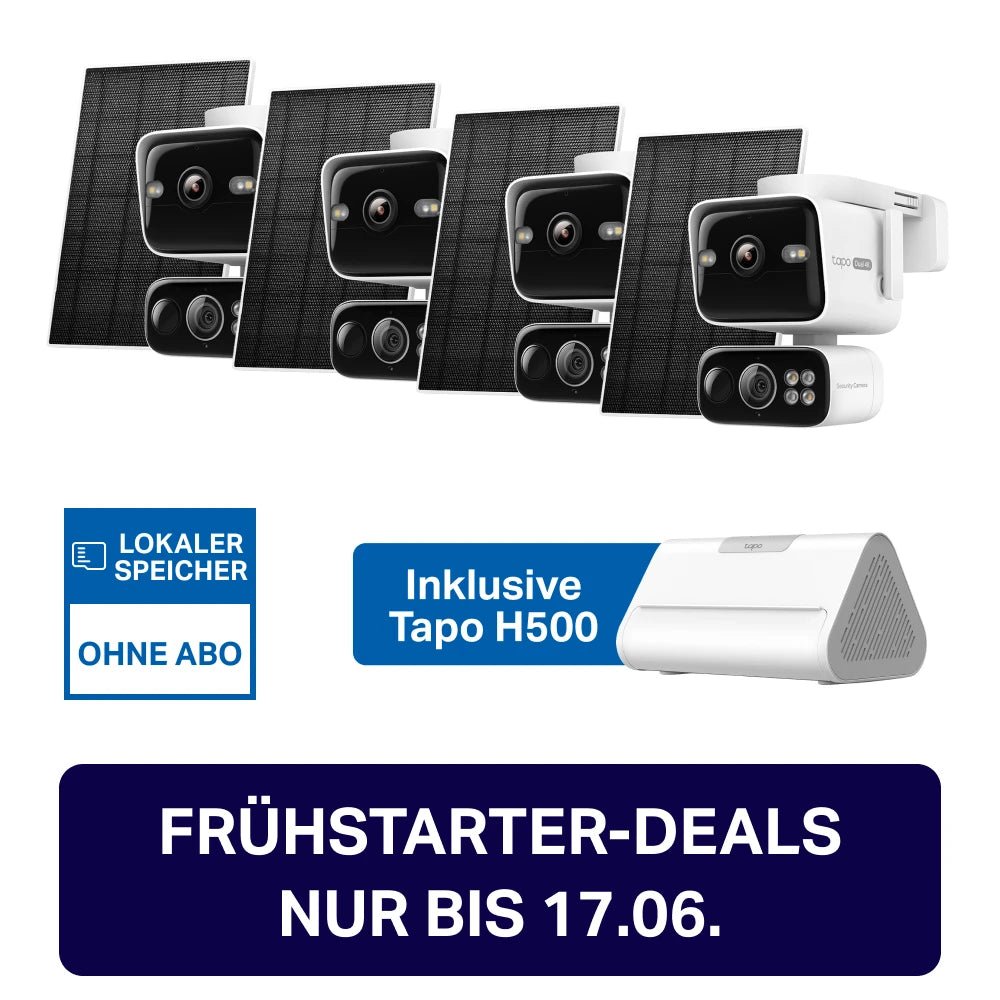 4K Dual-Objektiv Solar-Überwachungssystem | Tapo H500 + C675D KIT (4er-Pack) - Jun2