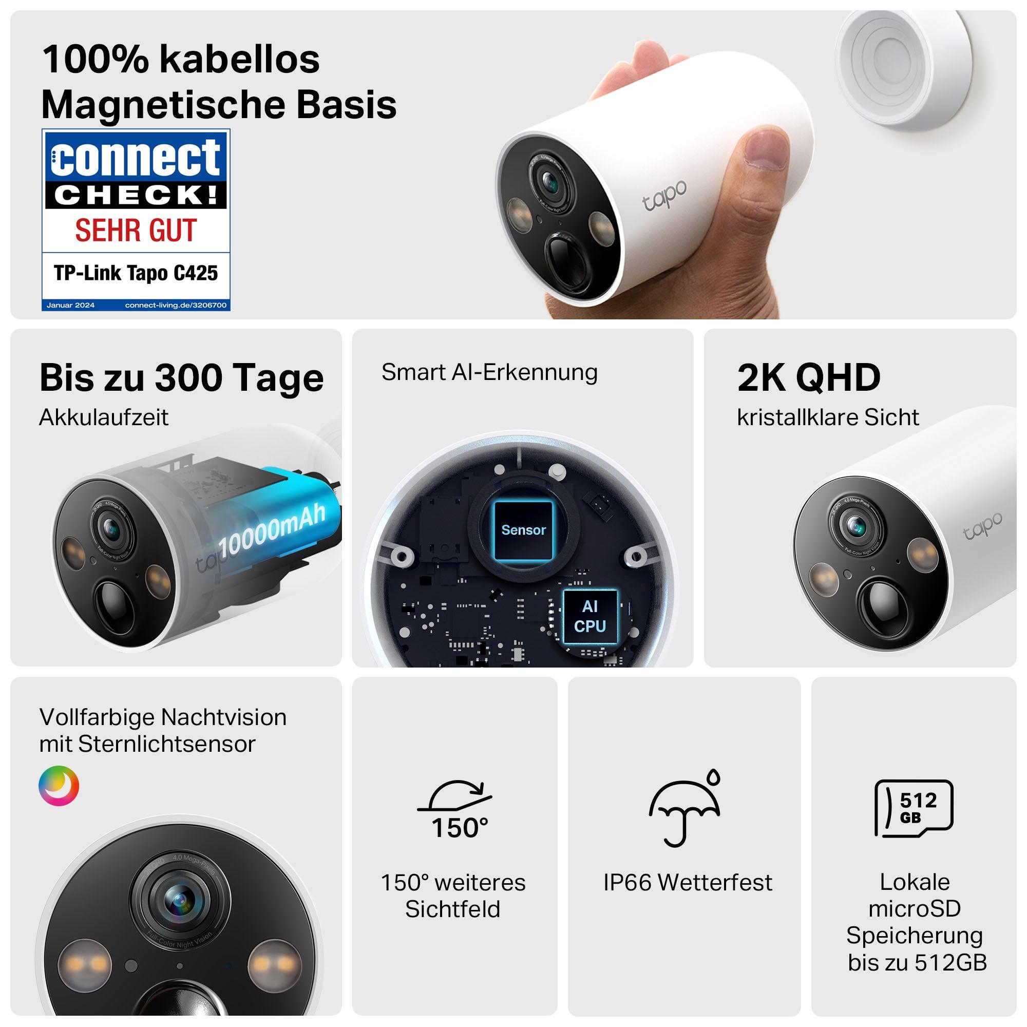 Tapo C425(4-pack) - überwachungskamera aussen akku