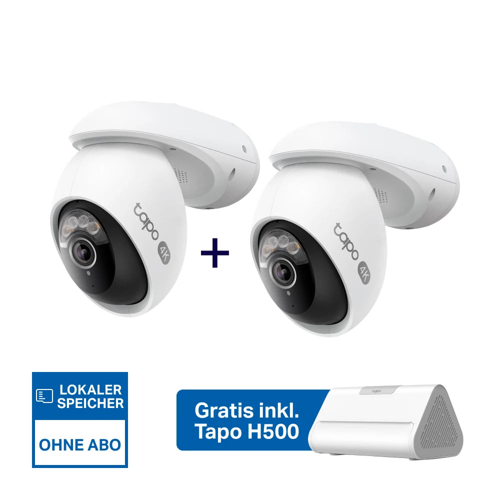 4K 8MP 360° Überwachungssystem | Tapo H500 + C560WS (2er-Pack)