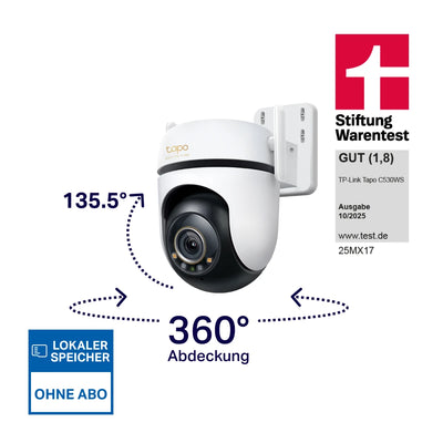 3K 5MP 360° Outdoor Kamera WLAN & Ethernet (kein PoE) | Tapo C530WS