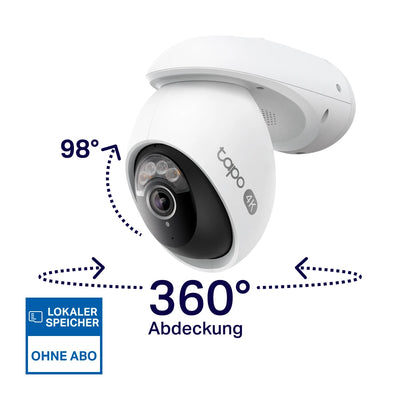 4K 8MP 360° Outdoor Kamera mit Wi-Fi 6 & Ethernet (kein PoE) | Tapo C560WS