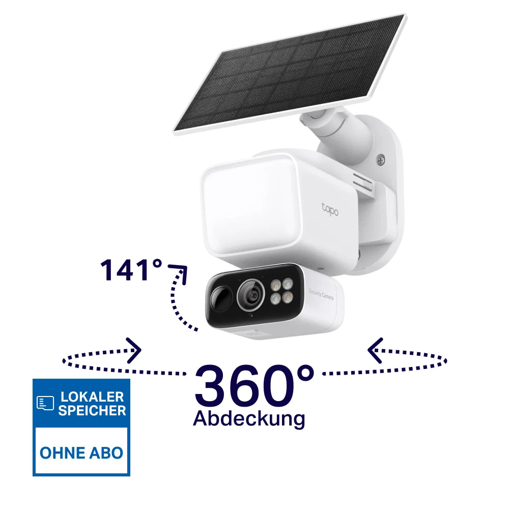 2K 3MP 360° 800-Lumen Solarbetriebene Flutlicht Kamera | Tapo C615F KIT