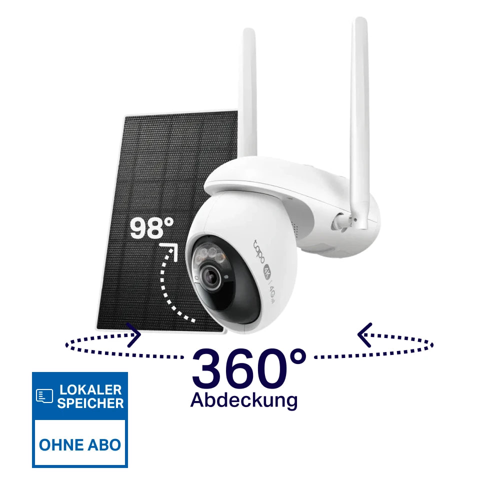 4K 8MP 360° Wi-Fi & 4G LTE Solar-Überwachungskamera | Tapo C665G KIT