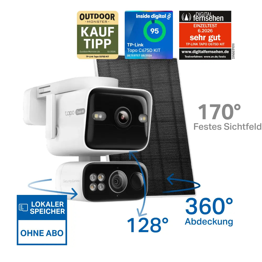 4K Dual-Objektiv 360° Solarbetriebene Kamera | Tapo C675D KIT