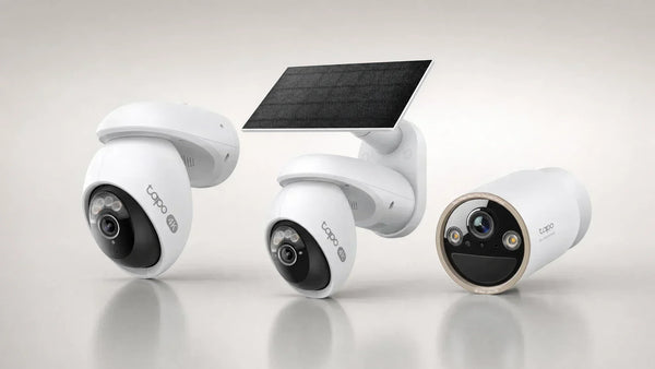 drei tapo sicherheitskameras nebeneinander. die tapo c660, c460 und die c560WS