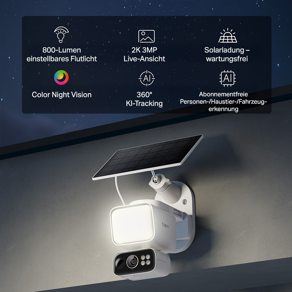 Tapo C615F KIT 2K 3MP 360° Solar-Flutlicht-Kamera - Floodlight Camera