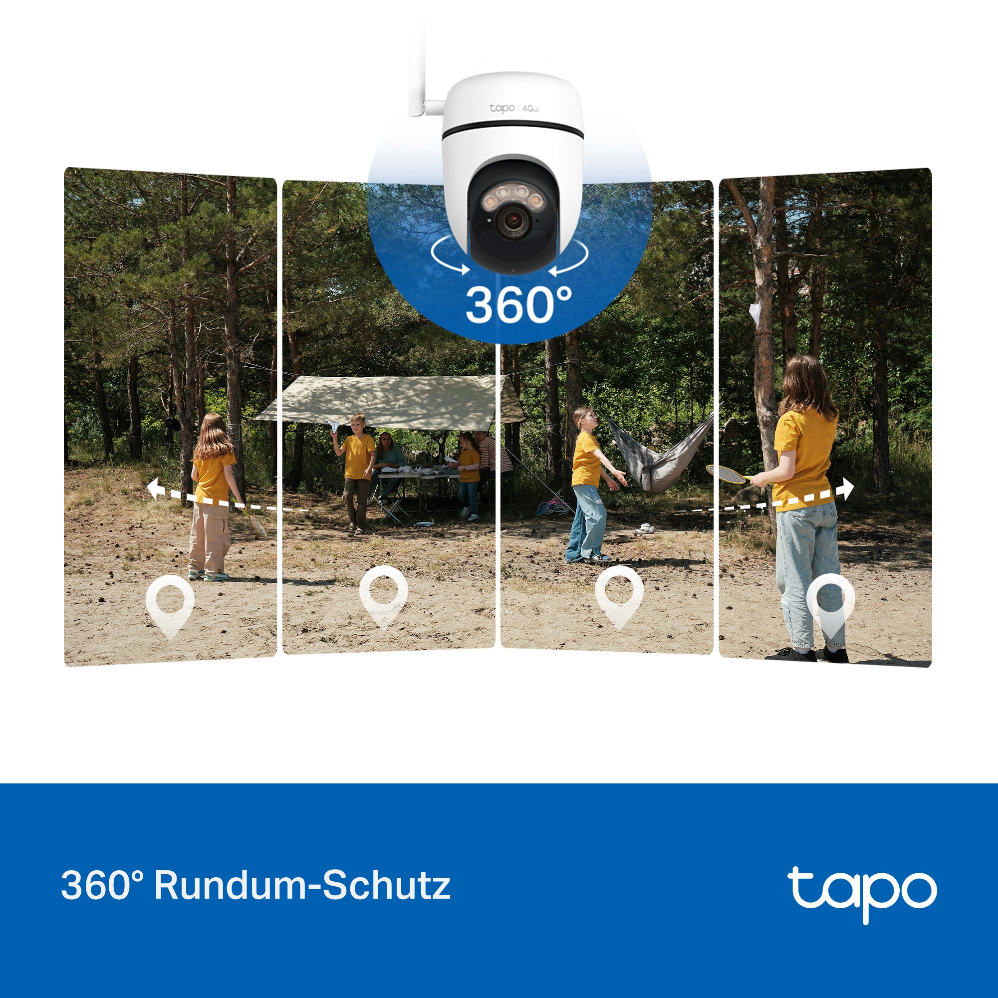 Tapo C615G KIT 2K 3MP 360° mit SIM-Karte, Solarpanel-Set - 4G Camera