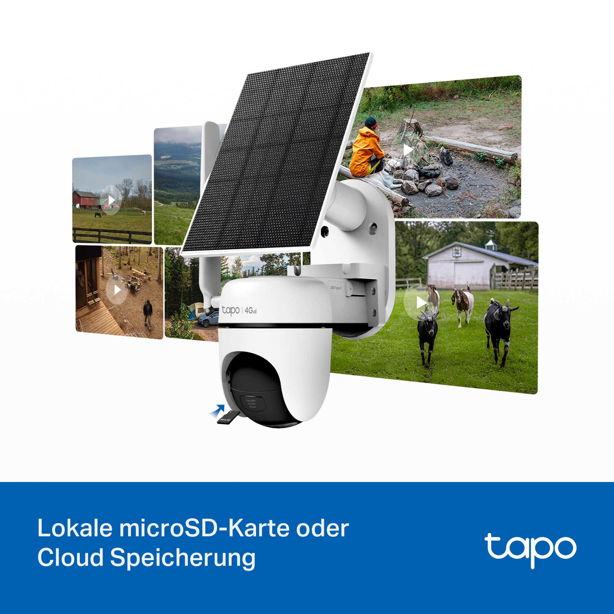 Tapo C615G KIT 2K 3MP 360° mit SIM-Karte, Solarpanel-Set - 4G Camera