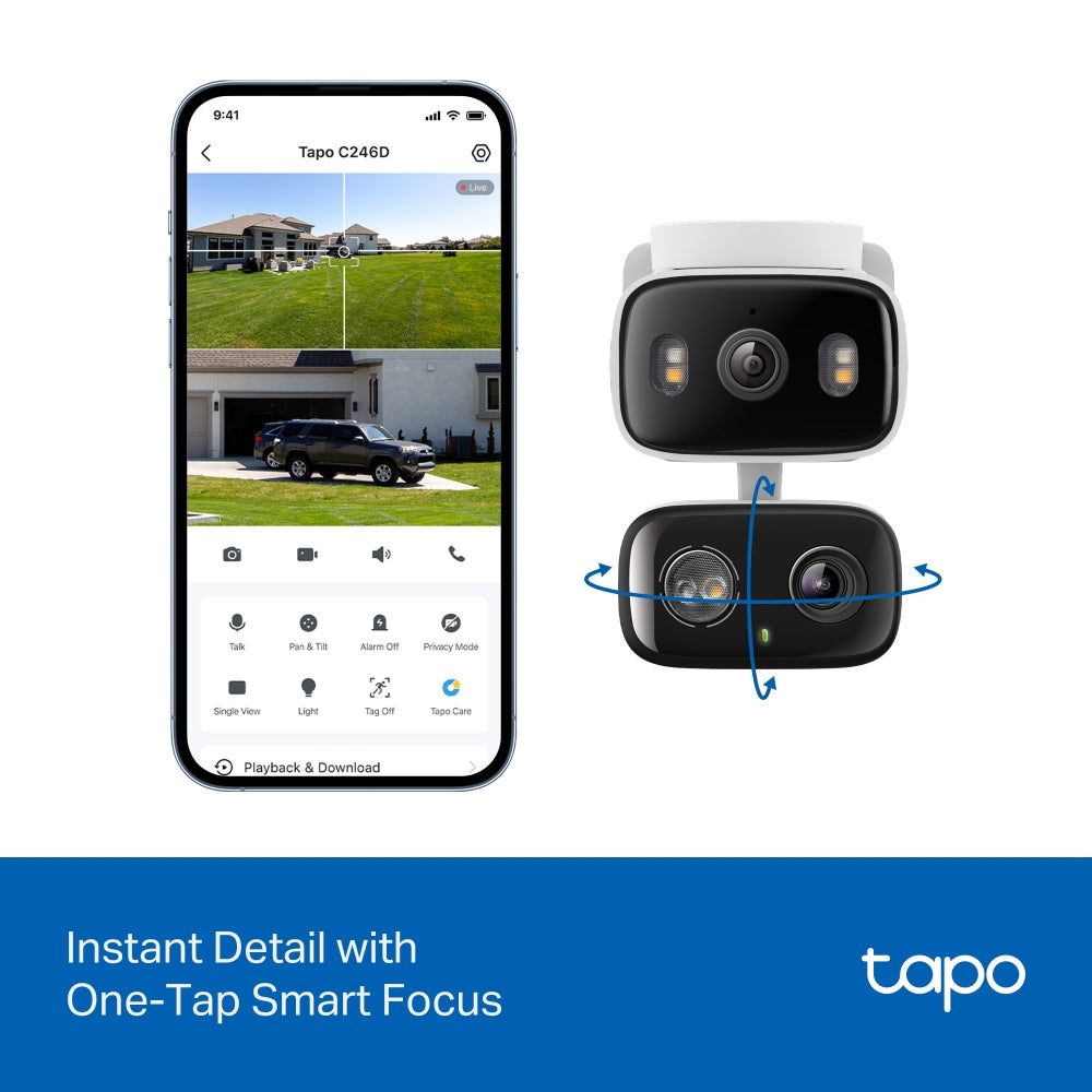 Tapo C246D 2K 3MP, Dual-Objektiv für Innen & Außen