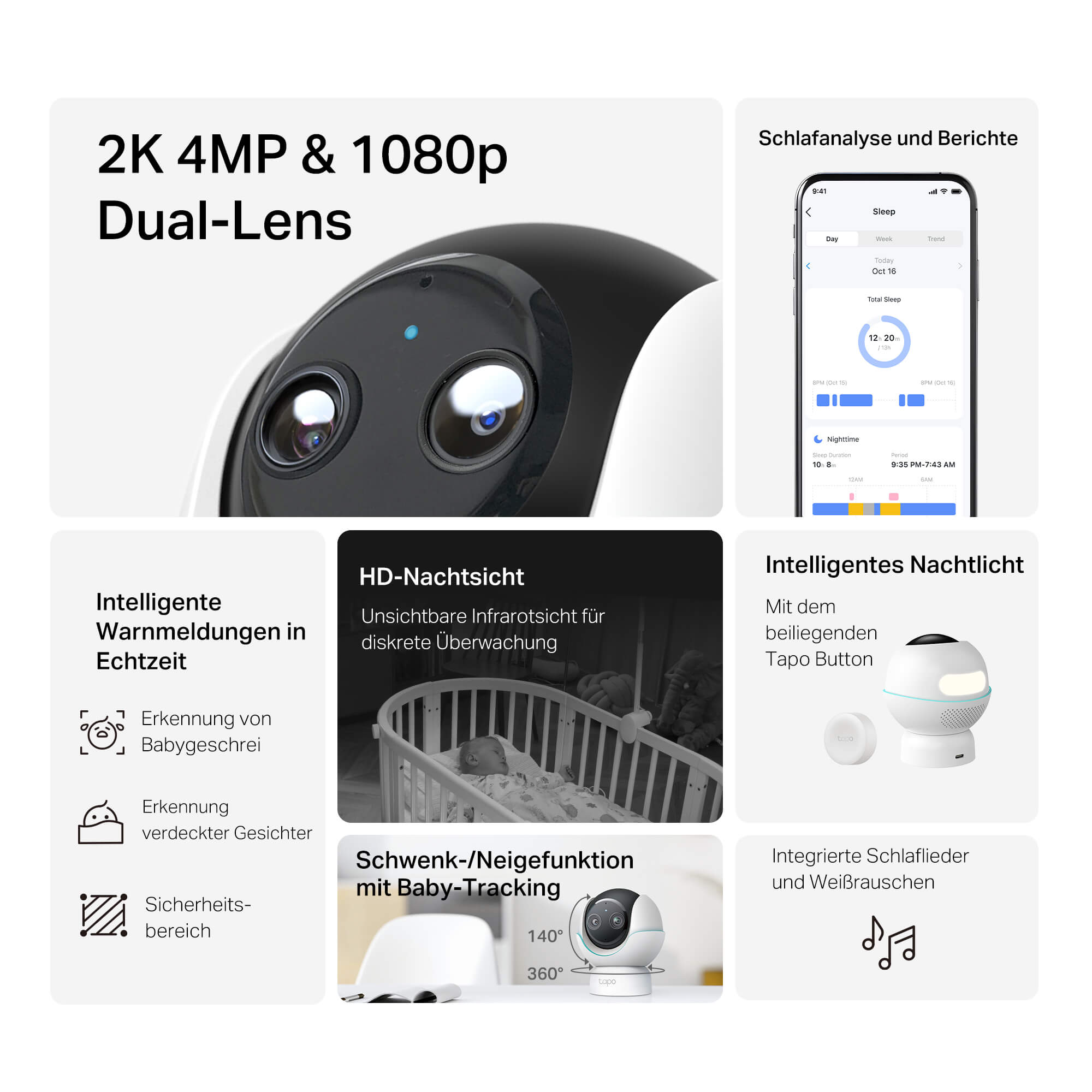 Tapo C840 2K 4MP, 360° Dual-Objektiv Baby Kamera - Überwachungskamera
