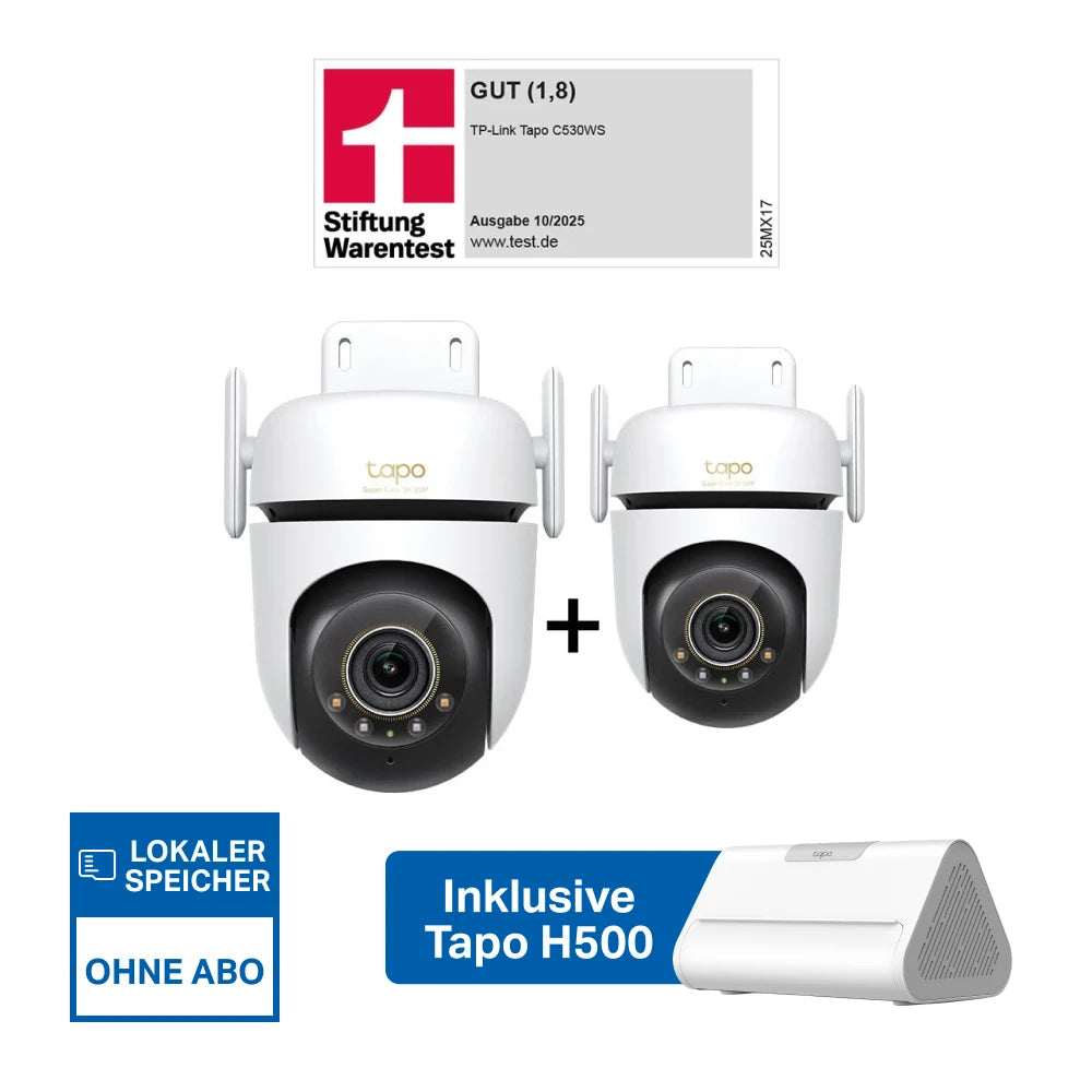 3K 5MP 360° Überwachungssystem | Tapo H500 + C530WS (2er-Pack)