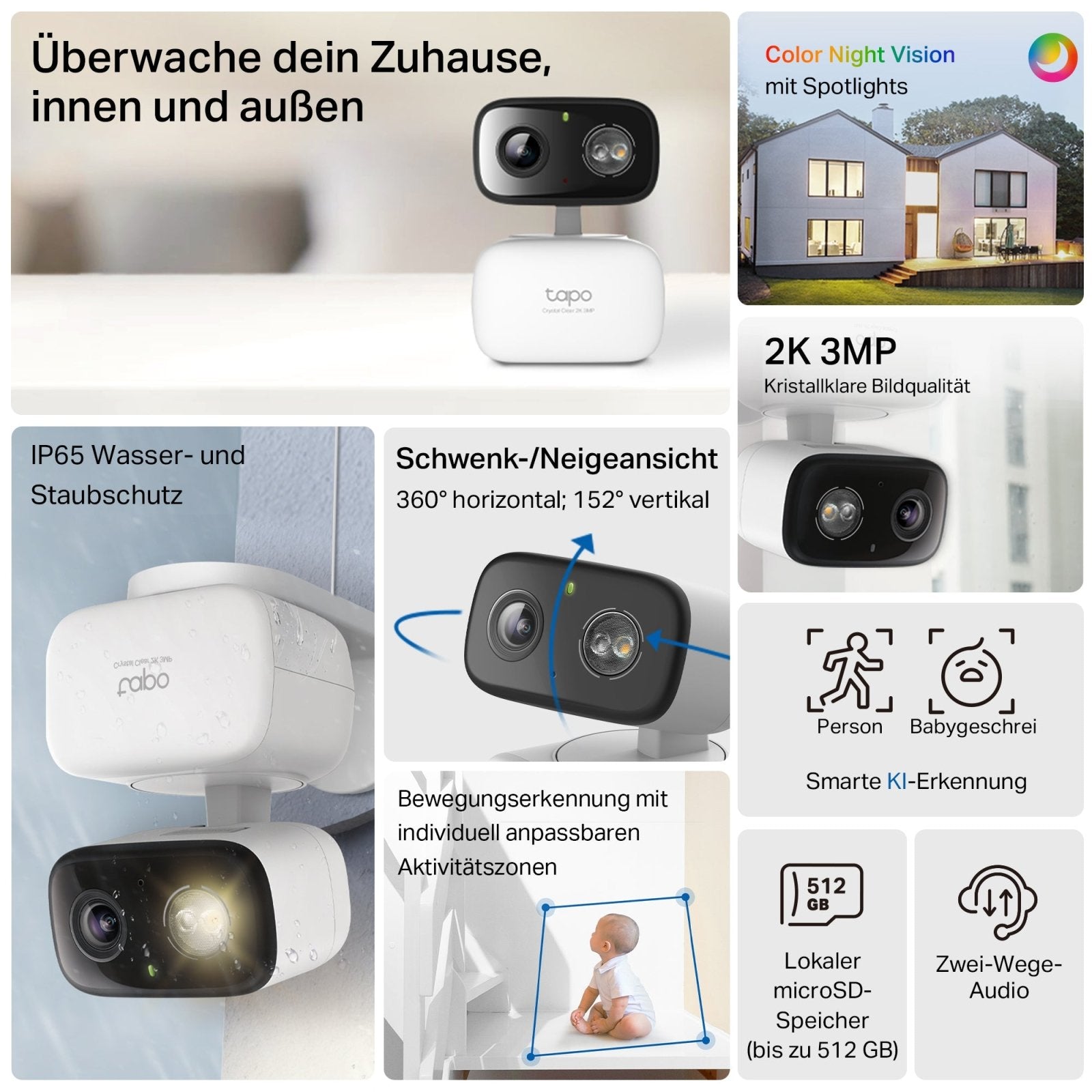 Tapo C216 2K 3MP, 360° für Innen & Außen - Tapo C216