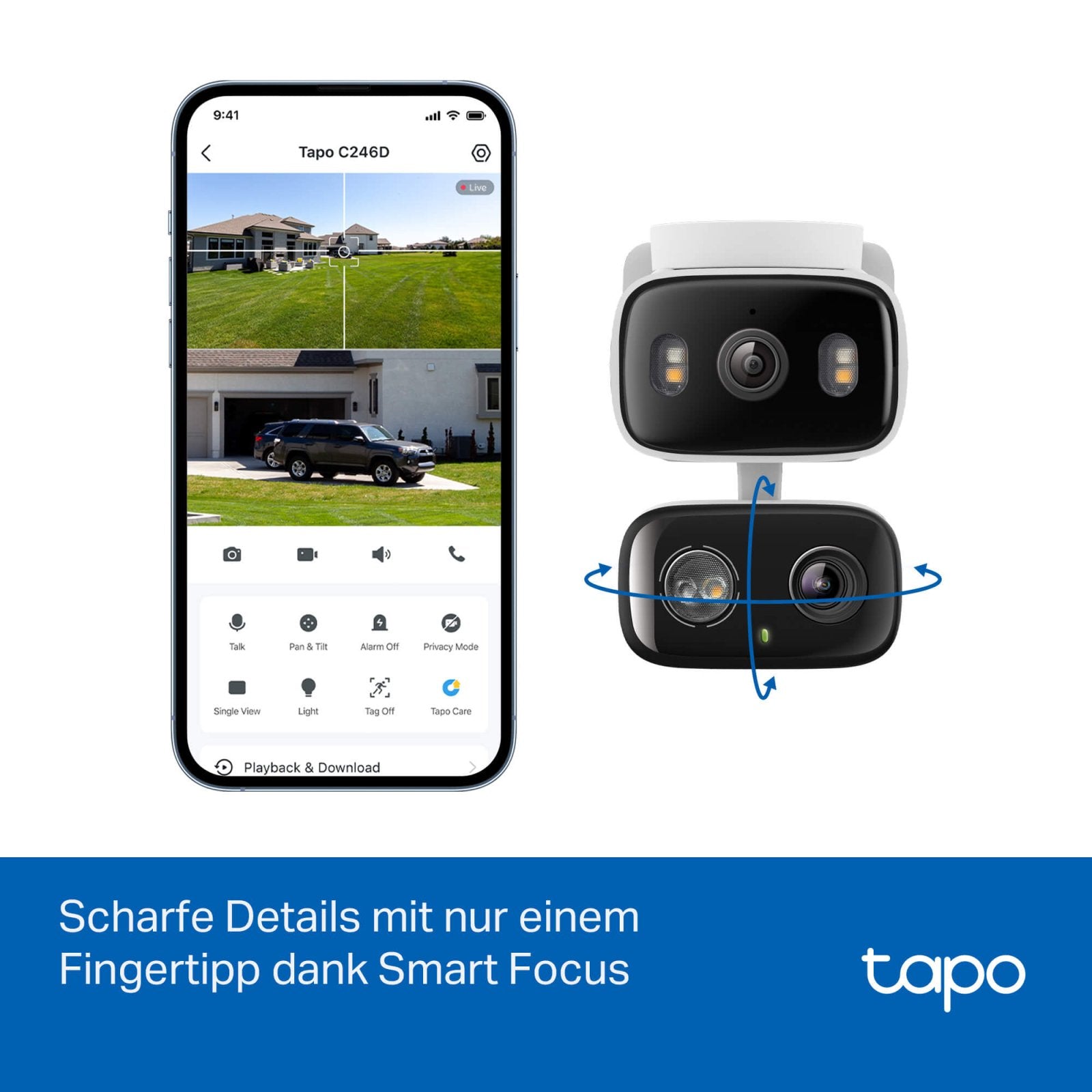 Tapo C246D 2K 3MP, Dual - Objektiv für Innen & Außen - Tapo C246D