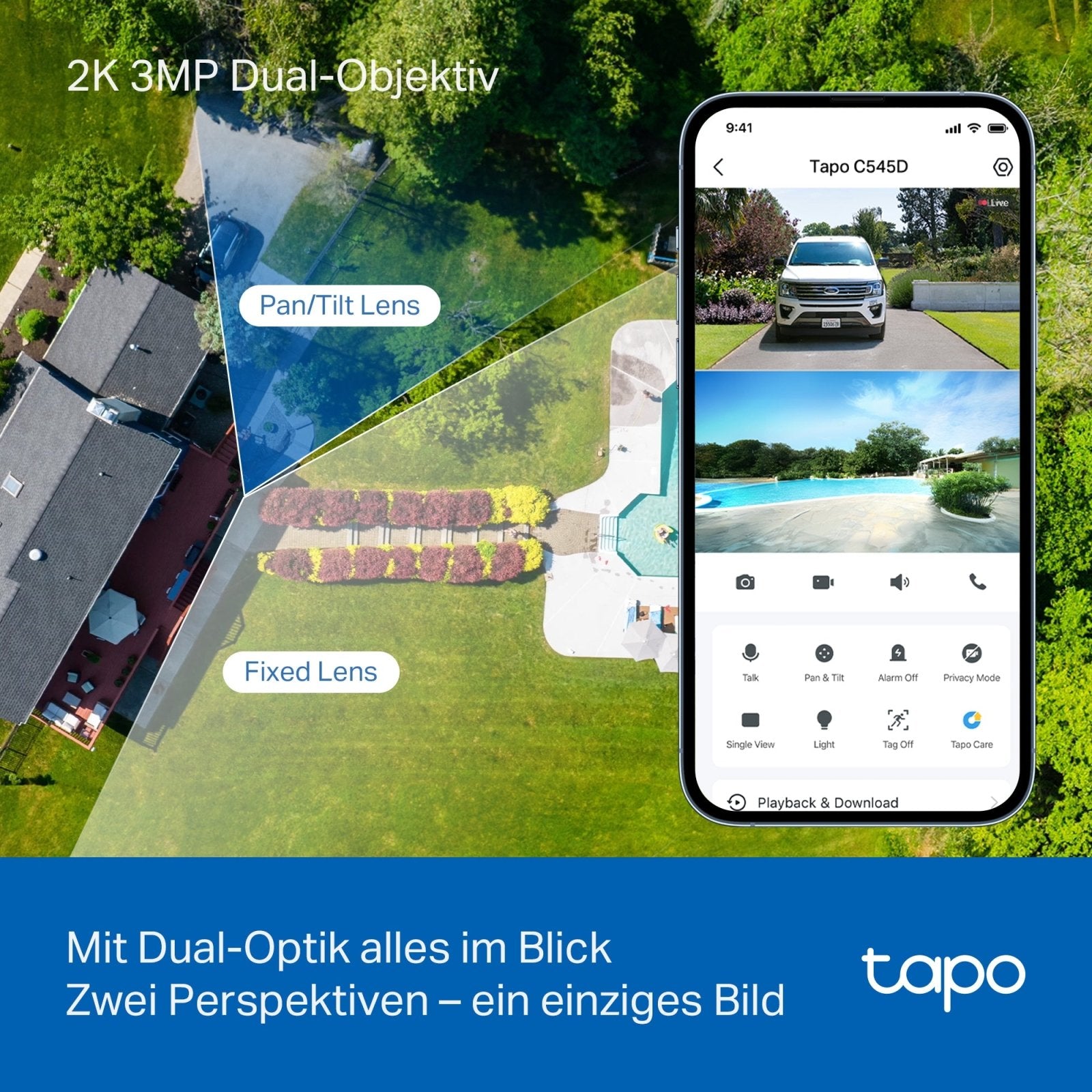 Tapo C545D 2K 3MP, Dual - Objektiv für Außenbereich - Tapo C545D