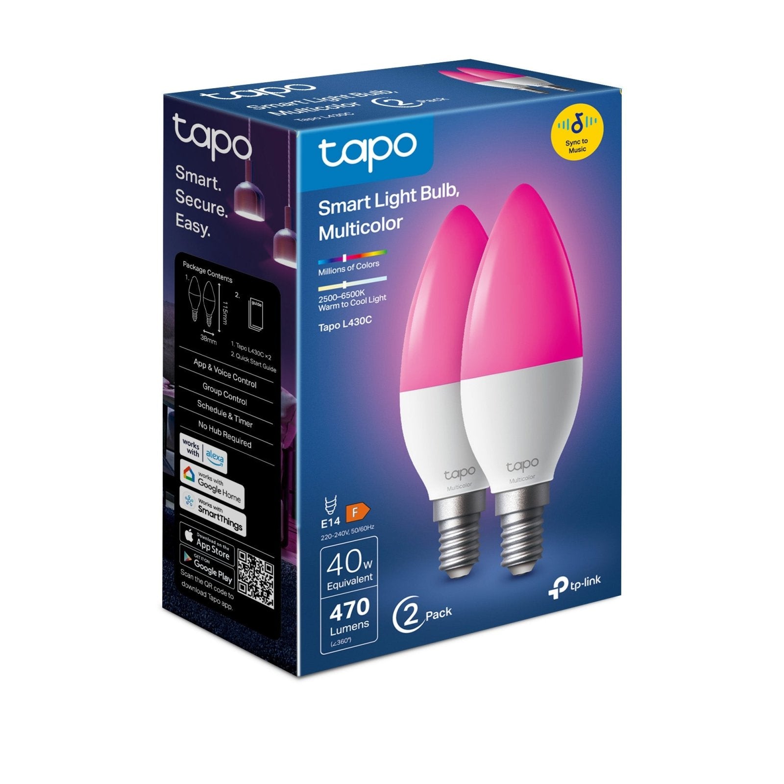 Tapo L430C(2 - pack) Smarte WLAN Glühbirne E14, 470 Lumen - TapoL430C(2St.)