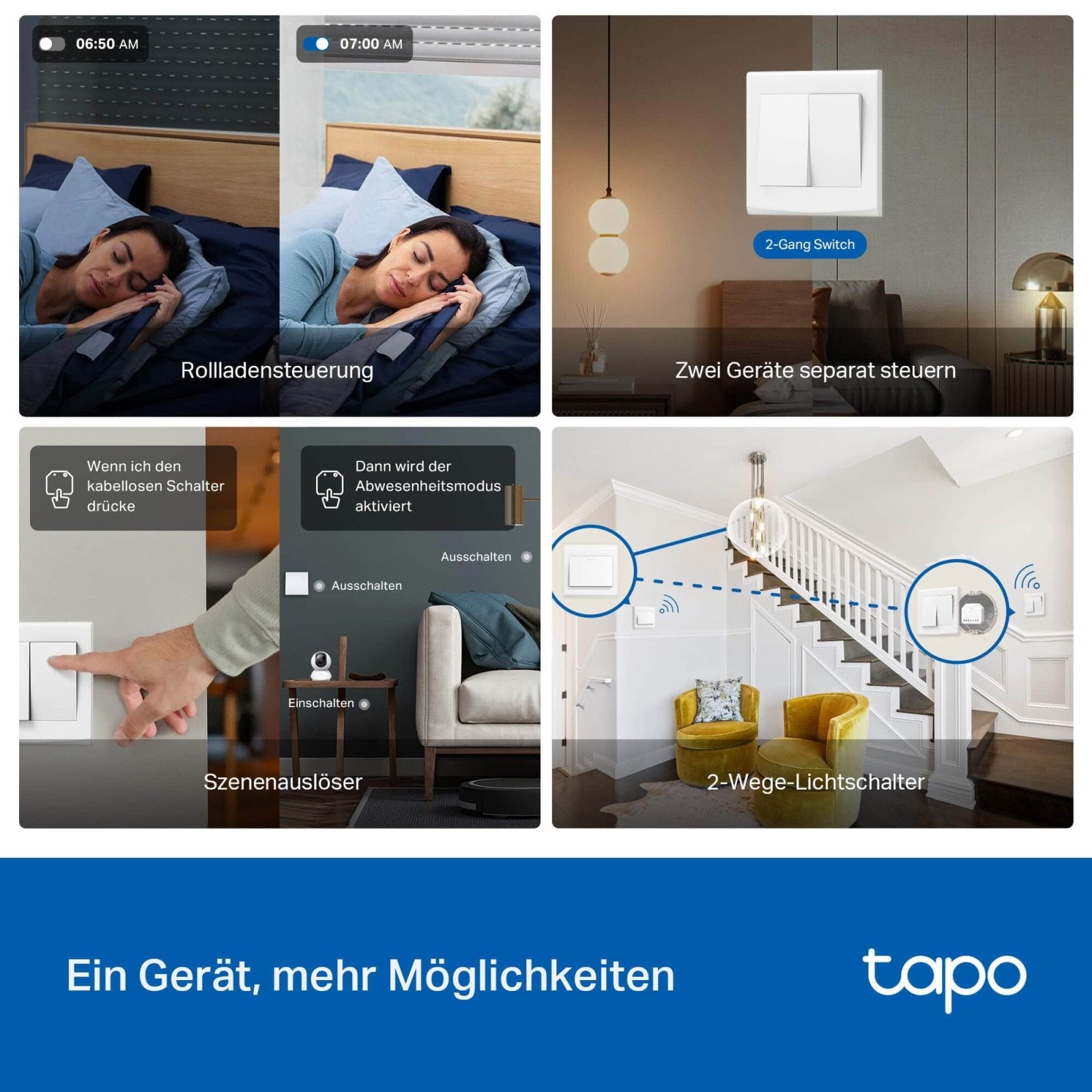 Tapo S112, 2 - Kanal WLAN und Bluetooth Smart Relaisschalter, Rolladen - und Lichtsteuerung - Tapo S112