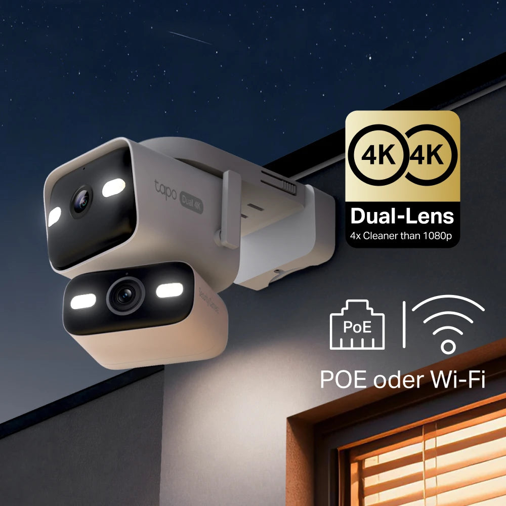 4K Dual-Objektiv Sicherheitskamera mit PoE & Wi-Fi