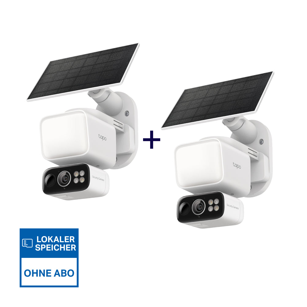 2K 3MP 360° 800-Lumen Solarbetriebene Flutlicht Kamera | Tapo C615F KIT (2er-Pack)