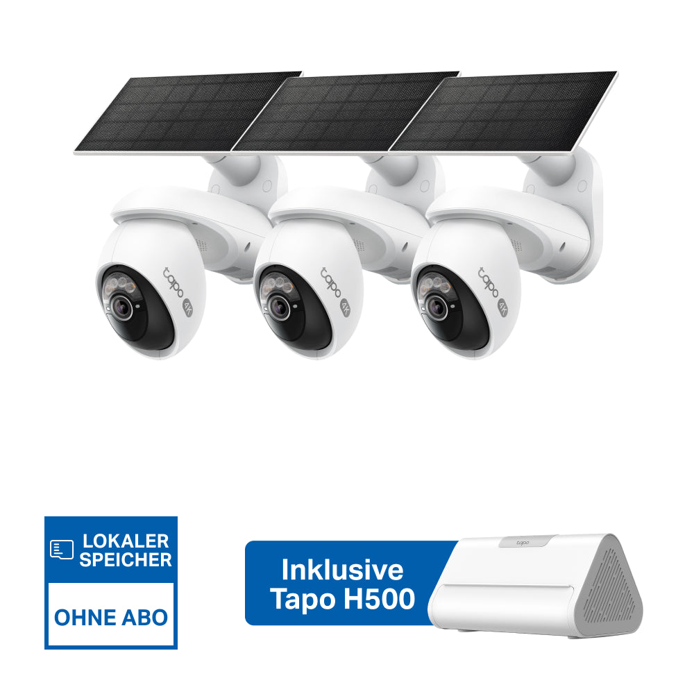 4K 8MP 360° Solar Überwachungssystem | Tapo H500 + C660 KIT (3er-Pack)