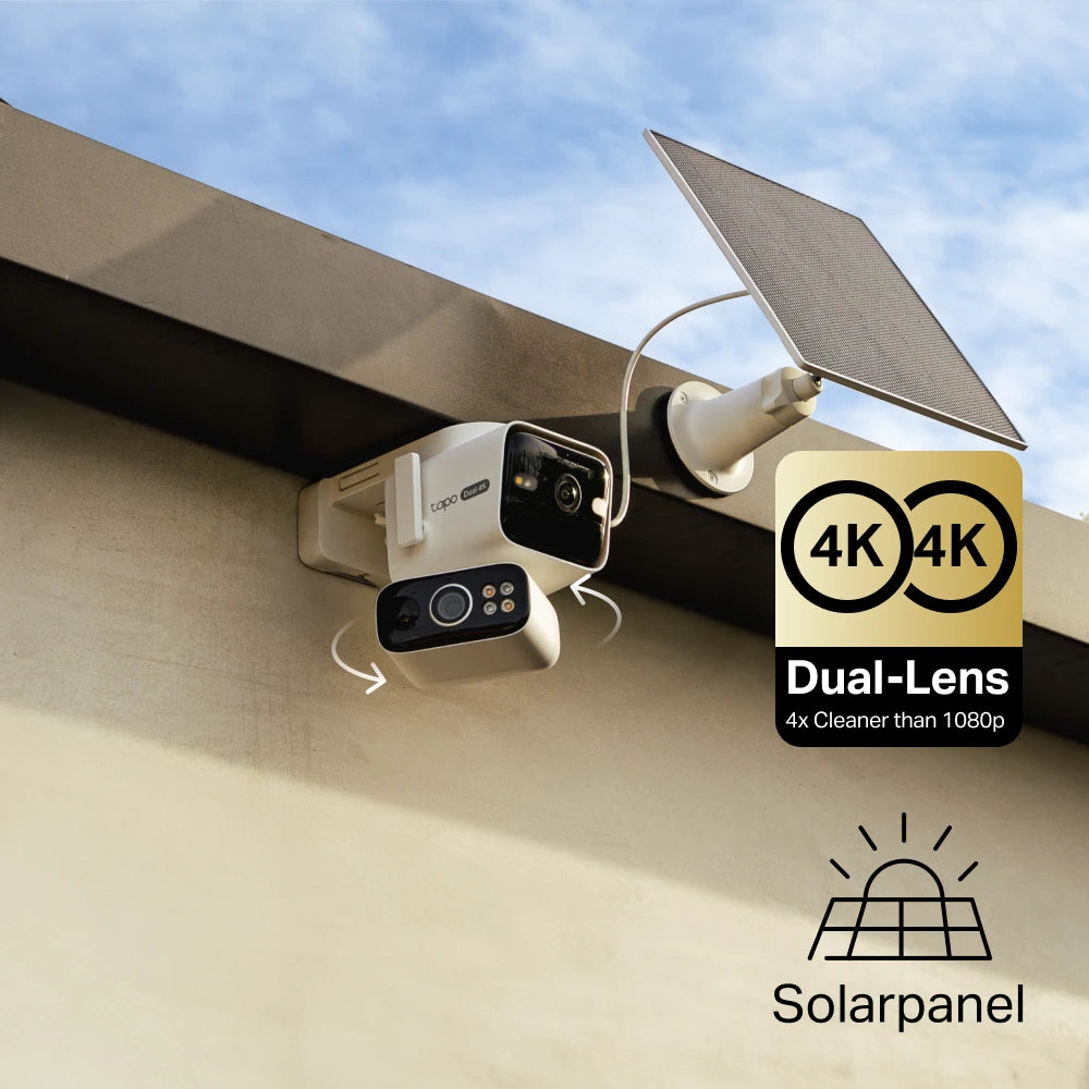 4K Dual-Objektiv Sicherheitskamera mit Solarpanel